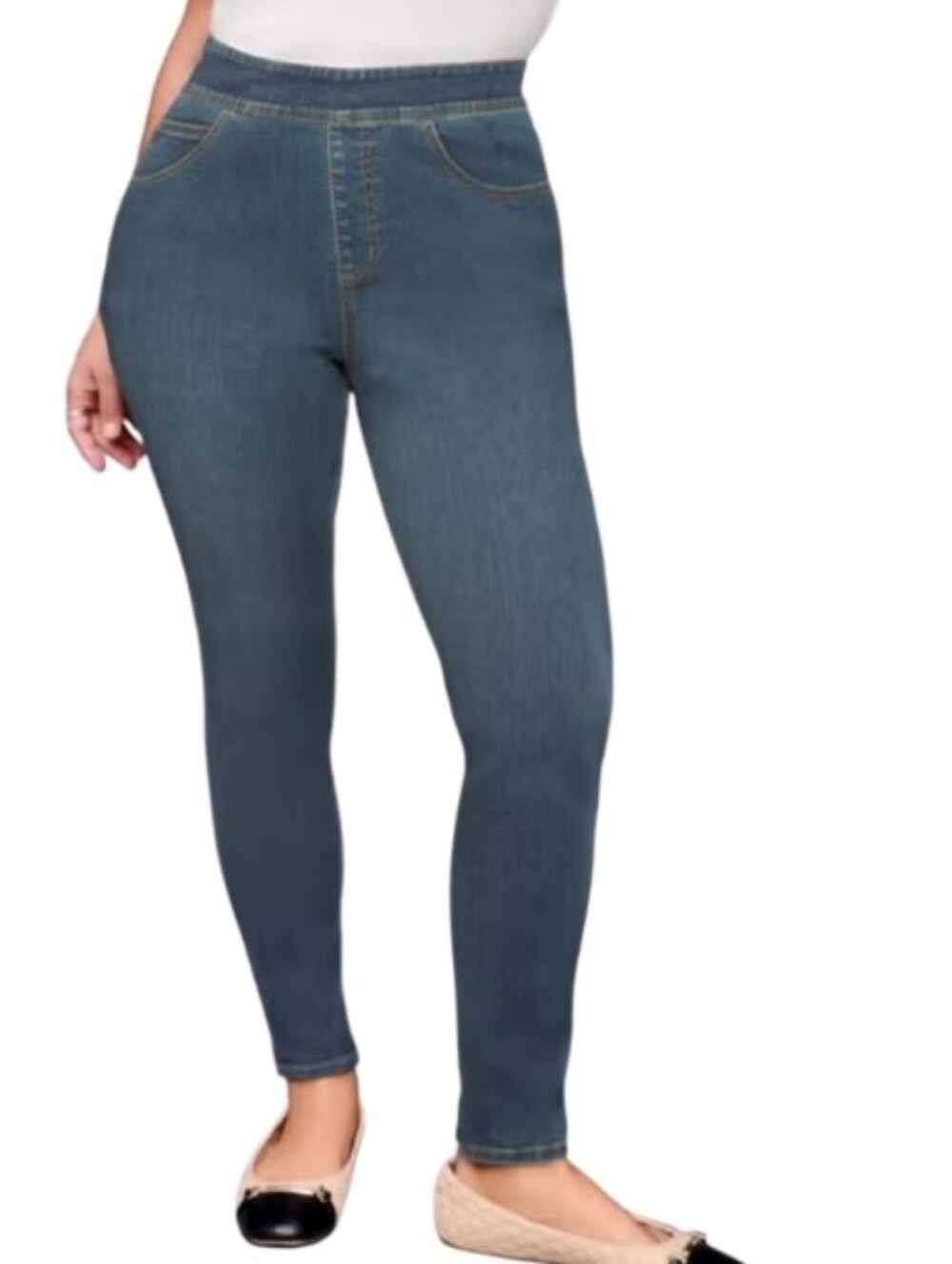 High-Waist Blue Denim Skinny Luxe Sateen Pull On for Women Sz 4XP Nwt - Picture 1 of 4